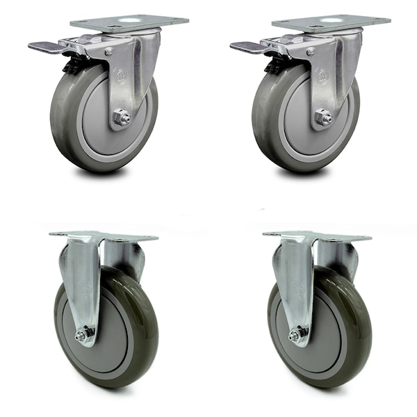 Cambro Ultra Pan Carrier Caster with Brakes and 2 Rigid Replacement Set - SCC